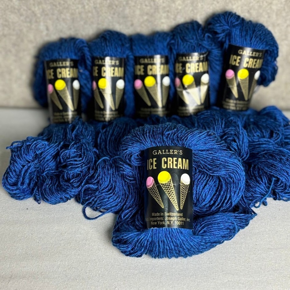 Galler Ice Cream Yarn 6 Skeins Blue Egyptian Cotton Rayon Swiss Luxury Knit Boho
